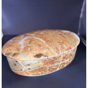 Vintage Gerold Porzellan Earth Tones Covered Baking Trinket Jewelry Dish Bowl